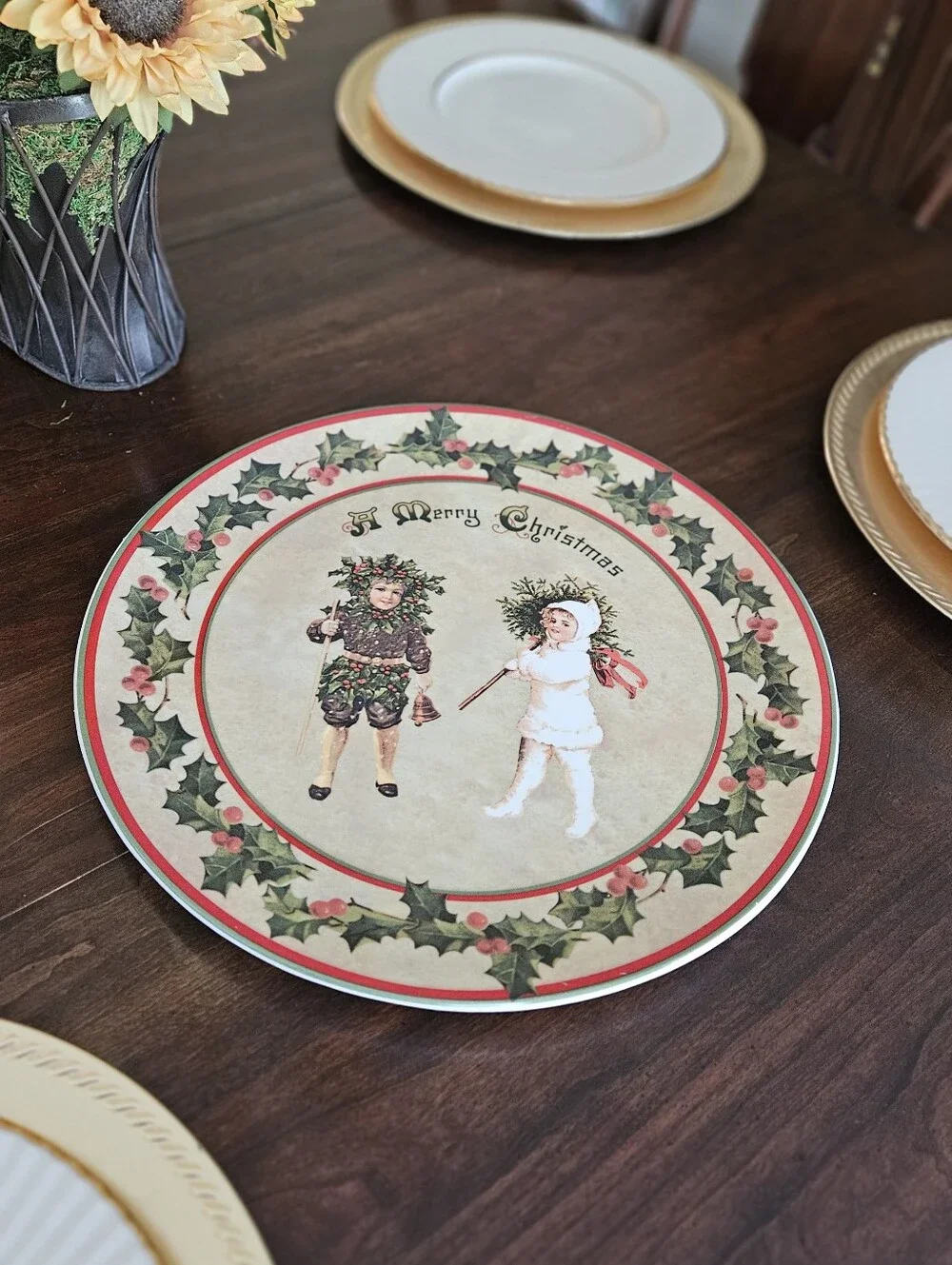 Bethany Lowe Designs Holly Edged Christmas Platter 